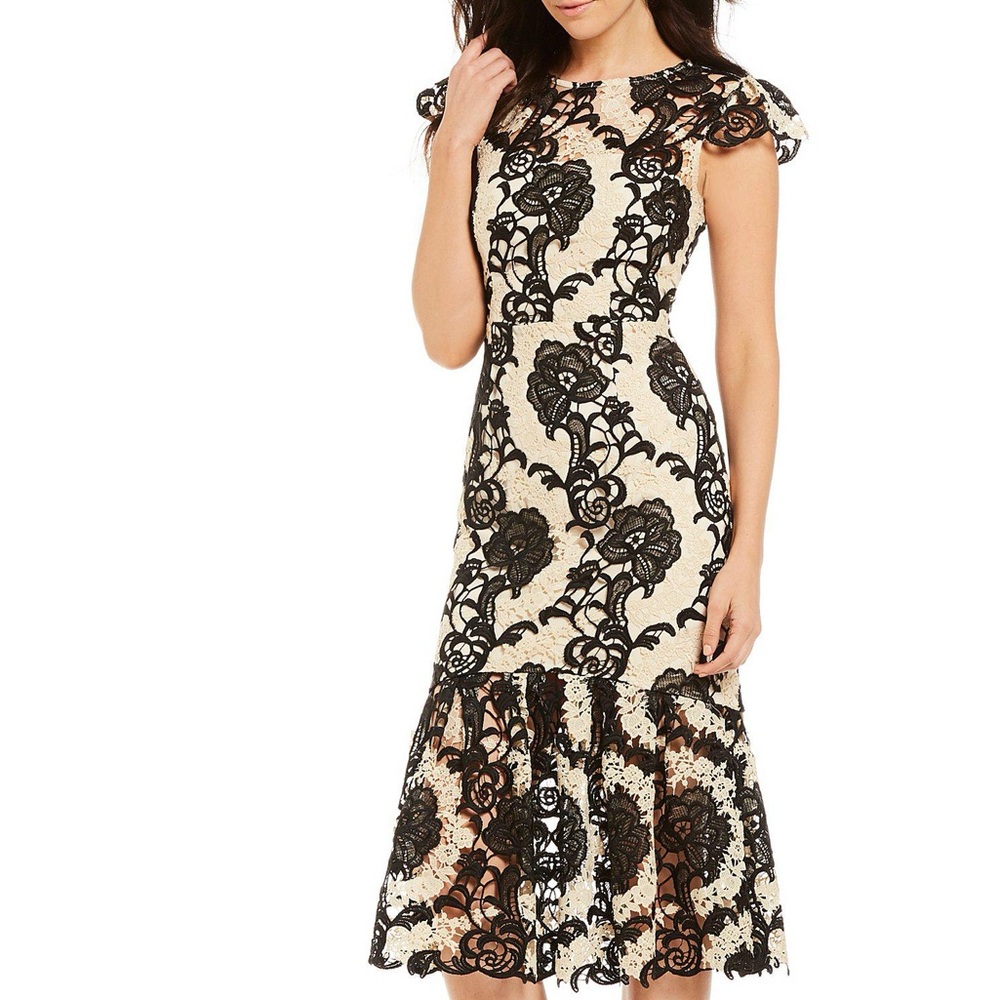 ANTONIO MELANI Black and Cream Lace Dress